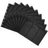 LUOZZY 10 Pcs Double Sided Stamp Album Pages for Collectors 9 Hole Binder Sheets Black Background Triple Row Insert view 4