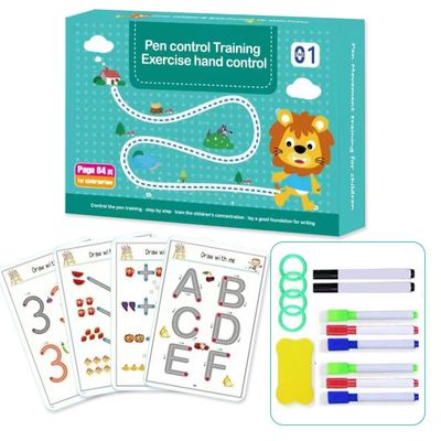 Scribble Smart Workbook, Handwriting Practice Workbook, Pen Control and Tracing Book Wipe Clean, Little Curious Mind Scribble Smart Reusable Workbooks for Kids(01)