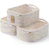 Maxuni 3-Pcs Shelf Baskets for Organizing, Closet Organizer Bins, Small Woven Baskets, Rope Toy Basket, Storage Basket for Shelves, Cube Decorative Box, 11.87.85.1, Rainbow view 1