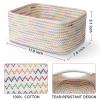 Maxuni 3-Pcs Shelf Baskets for Organizing, Closet Organizer Bins, Small Woven Baskets, Rope Toy Basket, Storage Basket for Shelves, Cube Decorative Box, 11.87.85.1, Rainbow view 2