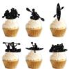 18pcs Black Glitter Silhouette Dessert Cupcake Topper Cheer to Canoe Sport Theme Decor Supplies Men Women Happy Birthday Party Decorations view 1