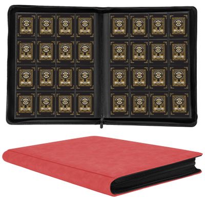 1000+ Pockets Trading Card Binder,16 Pockets Trading Card Binder Ringless Side Loading Trading Card Album Folder for TCG,MTG,Sports Cards(Red)