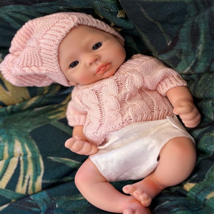 Abenduot 13 inch Realistic Full Body Silicone Baby Dolls Real Life Anatomically Correct Soft Silicone Baby Girl Dolls