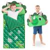 iPlay, iLearn Kid Sleeping Bag, Dinosaur Slumber Sack, Toddler Boy Nap Mat, 2 in 1 Green Dinos Cushion Blanket, Happy Travel Sleepover Daycare Preschool Birthday Gift for 3 4 5 6 Years Old Child view 1