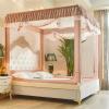 Fine Mosquito Net Canopy Bedroom Bed Curtains Frame Draperies for Single for Double Bed U-Shaped Three-Door Square Top Encrypted Net Yarn (Brown 180X220L) view 1