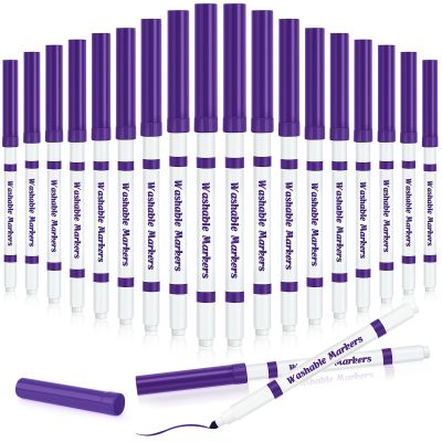 18 Pcs Line Washable Markers Bulk Purple Fine Tip Markers Set Coloring Thin Tip Drawing Washable Pen for Kids Toddler Teacher Art School Classroom Back to School Gender Reveal Party Supplies,Ages 6+