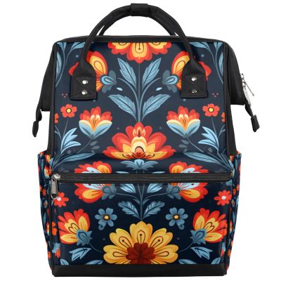 XMNYGJ Diaper Bag Backpack for Women Colored Flower Nursing Diaper Backpack Waterproof Travel Mommy Daypack Portable Nappy Bags Large Maternity Changing Daycare Purse for Mom Dad