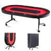VEVOR 90" Oval Casino Leisure Table: 10 Player, Blackjack Texas Holdem Poker Table with Stainless Steel Cup Holders and Padded Rails, Portable Folding Card Board Game Table view 1