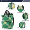 GUIJI Green Twill Diaper Bag Backpack, Large Capacity Diaper Bag Multifunctional Baby Bag for Mommy Travel Backpack view 2