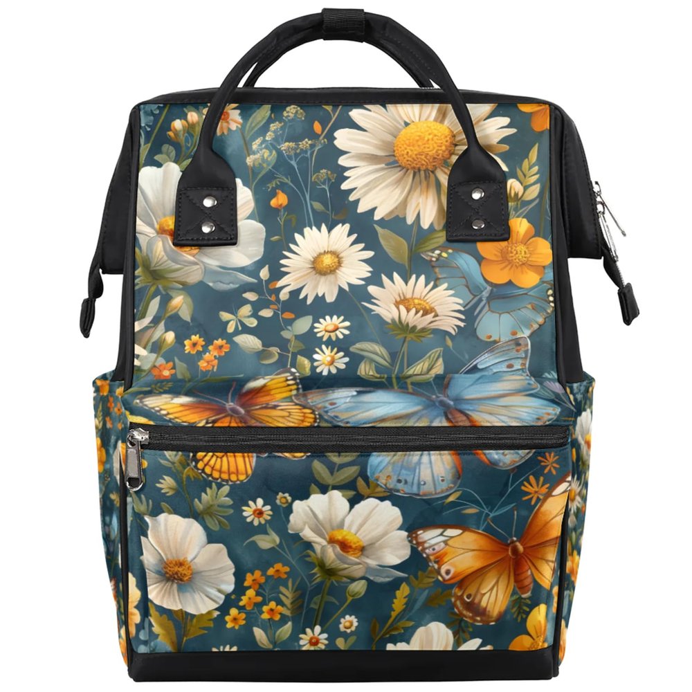 XMNYGJ Diaper Bag Backpack for Women Magritte Butterflies Nursing Diaper Backpack Waterproof Travel Mommy Daypack Portable Nappy Bags Large Maternity Changing Daycare Purse for Mom Dad