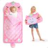 iPlay, iLearn Kid Sleeping Bag, Unicorn Slumber Sack, Toddler Girl Nap Mat, 2 in 1 Pink Animal Cushion Blanket, Happy Travel Sleepover Daycare Preschool Birthday Gift for 3 4 5 6 Year Old Child view 1