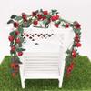 1:12 Mini Dollhouse Garden Scene Rose String Easel Swing Decorative Long Bouquet Yellow Rose Fake Flower Rose Vine Hanging Plant  (Red) view 3