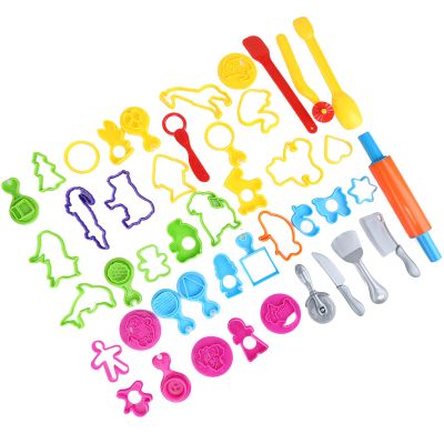 41PCS Dough Tools Set Rich Colors Various Shapes Plastic Dough Tools Kit for Kids Children