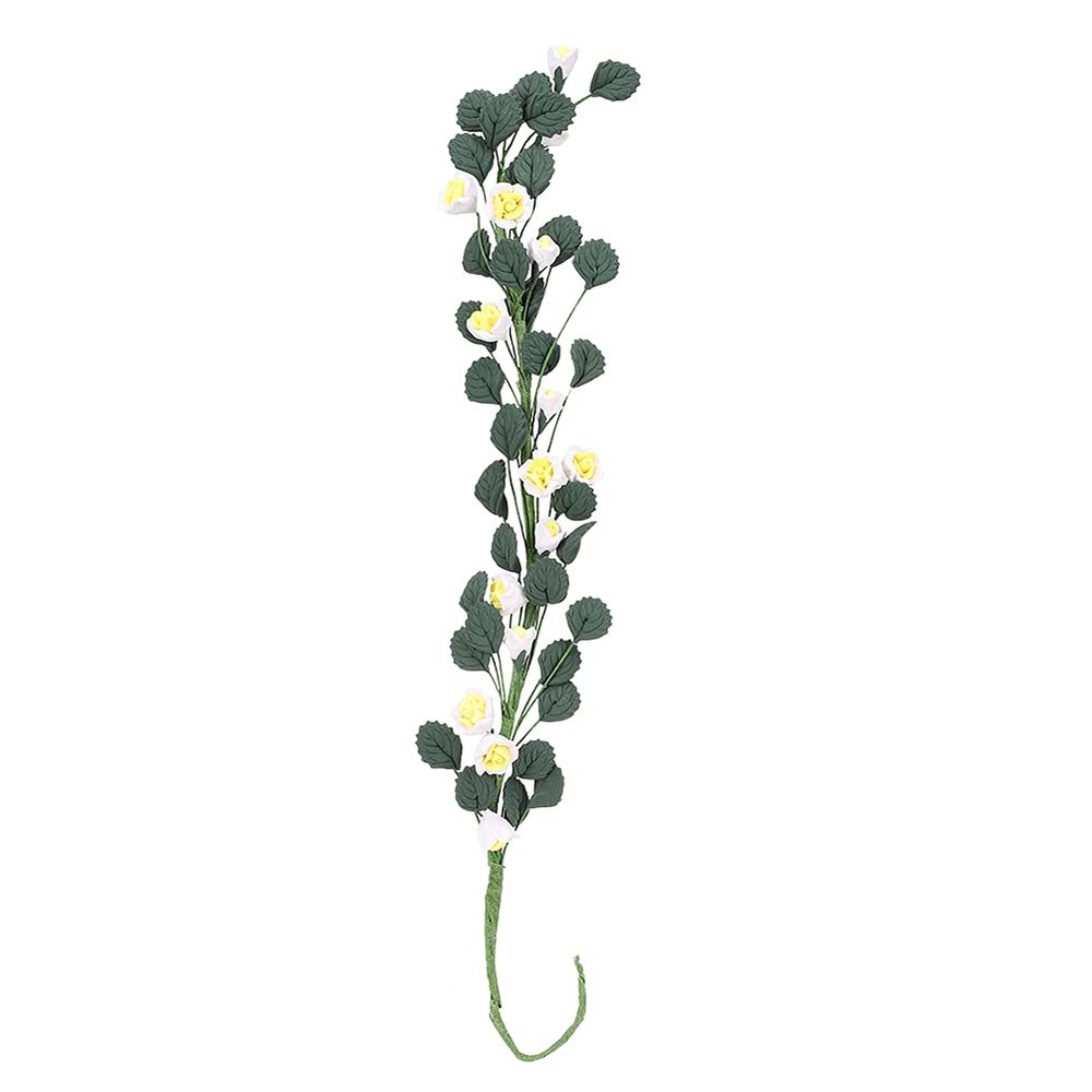 1:12 Mini Dollhouse Garden Scene Rose String Easel Swing Decorative Long Bouquet Yellow Rose Fake Flower Rose Vine Hanging Plant (Yellow)