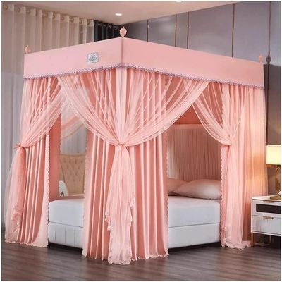 Modern Bed Canopy Mosquito Net, Single Bed Double Bed Bedroom Decorative Bed Curtain with Metal Stand (Colour: Pink, Size: 200X220cm/79X87in) (Color : Pink, Size : 200X220cm/79X87in)