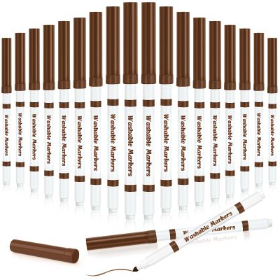 18 Pcs Line Washable Markers Bulk Brown Fine Tip Markers Set Coloring Thin Tip Drawing Washable Pen for Kids Toddler Teacher Art School Classroom Back to School Gender Reveal Party Supplies,Ages 6+