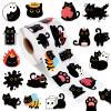 1000Pcs Black Cat Stickers Rolls -16 Patterns Cute Cartoon Cat Stickers, Black Cat Gifts for Adults Kids, Teacher Reward Decals for Water Bottles Laptop Scrapbook view 1