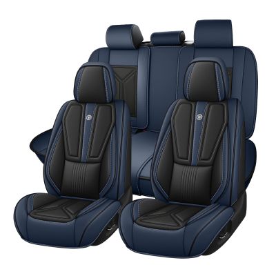 BYXN Car Seat Cover for Nissan Frontier 1998-2026,Driver's Seat Covers,Hard-Wearing Nappa Leather Seat Cover,Non-Slip Leather Seat Covers(Standard 5 Seat/Black&Blue)