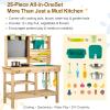 [DREAM BUILDING] Mud Kitchen for Kids Outdoor, Toddler Wooden Pretend Play Kitchen Playset with Sink, Cookware, Stove, Chalkboard, Faucet & Storage Shelves for Backyard Garden Toy Gift for Ages 3+ view 3