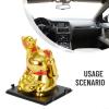 Lucky Fortune Cat, Lucky Cat Waving, Plastic Solar Automatic Waving Lucky Cat Car Ornament, Wealth And Good Luck Symbol(Bright Gold) view 2