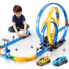 PEADUCK Slot Car Games Race Cars Toys for Boys Kids Age 5-7, Toy Cars Track Set with 4 Slot Cars, Loop Track and Jump Ramp, Slot Car Race Track Sets for 3 4 5 6 7 8+ Year Old Boy Girl Birthday Gifts view 1
