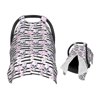 Muishi Skull and Black Stripes Baby Car Seat Canopy Nursing Cover for Newborn Car Seat Breastfeeding Covers Blanket Newborn Shower Gift