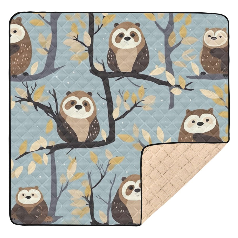 Kigai Sloth Leaves Baby Play Mat for Floor and Playpen 50x50 inch Non-Slip Baby Activity Playmat Waterproof Foldable Crawling Mat for Infants Toddlers