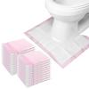 25 Pack Disposable Toilet Mats, 23.6" x 23.6" Absorbent Toilet Floor Protector from Urine Disposable Toilet Floor Mat U-Shape Toilet Training Mat Commode Mat for Children Adults(Pink) view 1