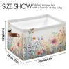 STAYTOP Watercolor Wildflowers Rectangle Storage Basket Collapsible Storage Bins Waterproof Laundry Basket with Handle,Used for Home Closets, Offices, Bedrooms 1PCS view 3