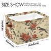 STAYTOP Cute Bird on The Flower Branch Rectangle Storage Basket Collapsible Storage Bins Waterproof Laundry Basket with Handle,Used for Home Closets, Offices, Bedrooms 1PCS view 3