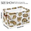 STAYTOP Beautiful Brown Leopard Print Rectangle Storage Basket Collapsible Storage Bins Waterproof Laundry Basket with Handle,Used for Home Closets, Offices, Bedrooms 1PCS view 3