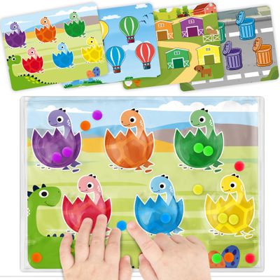 2PC Airplane Travel Activities Toy for Toddler Easter Basket Stuffers Color Sorting Sensory Toys Color Matching Game Fine Motor Skill Autism Restaurant Quiet Fidget Toys for Kid 3 4 5 Year Old
