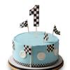 1st Birthday Motorsport Cake Topper - Wooden First Birthday Race Car Cake Decoration, Acrylic Checkered Flag Design One Fast (1st Birthday Motorsport Cake Topper black) view 1