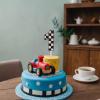 1st Birthday Motorsport Cake Topper - Wooden First Birthday Race Car Cake Decoration, Acrylic Checkered Flag Design One Fast (1st Birthday Motorsport Cake Topper black) view 2