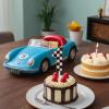 1st Birthday Motorsport Cake Topper - Wooden First Birthday Race Car Cake Decoration, Acrylic Checkered Flag Design One Fast (1st Birthday Motorsport Cake Topper black) view 3