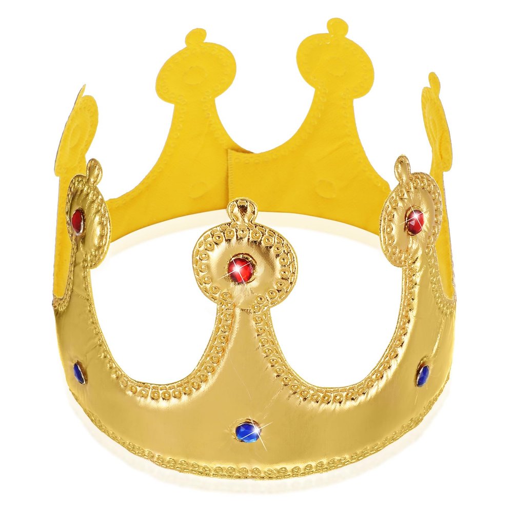 Apausvcm Gold King Crown for Kids Birthday - Sparkling Rhinestone Party Crown with Adjustable Strap, Soft Fabric Hat for Boys Girls Adults, Premium Birthday Party Supplies & Photo Props for Halloween