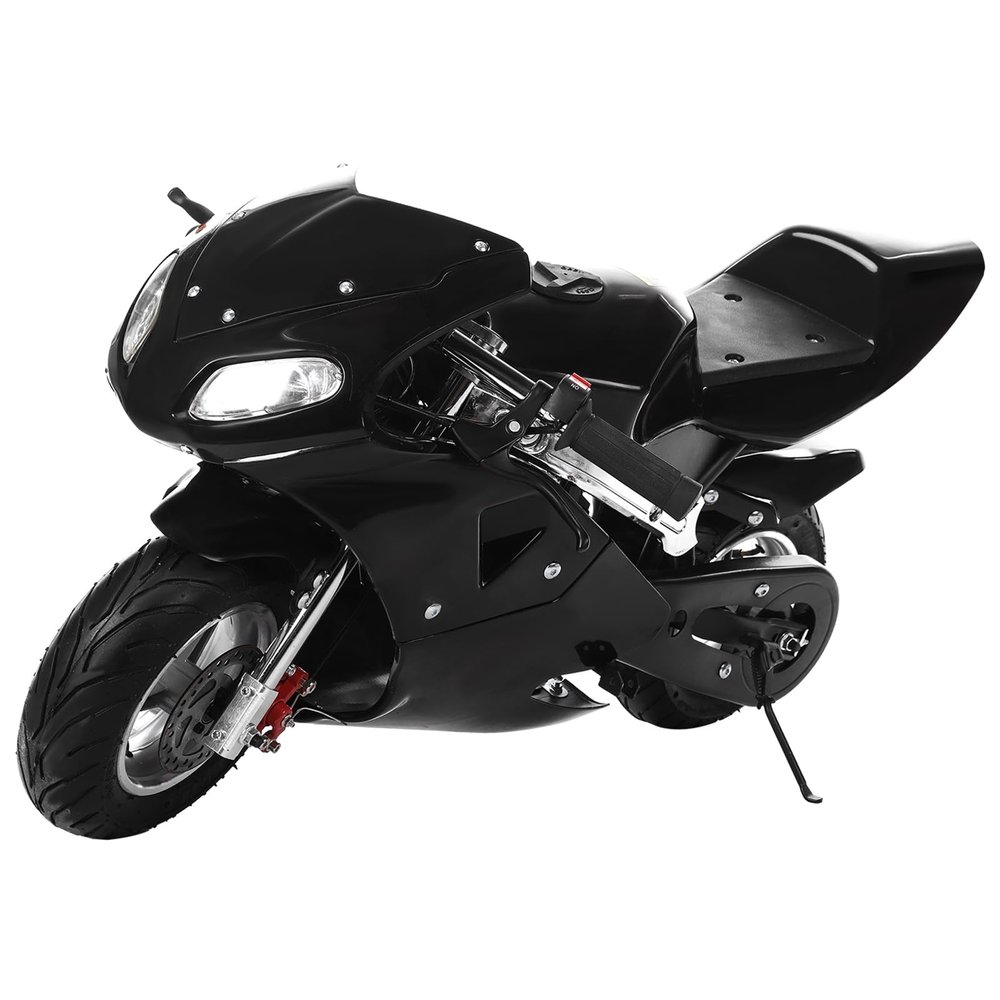 YOXIER Pocket Bike,2-Stroke 49cc Kids Dirt Bike,1.25L Gas Tank Mini Motorcycle Strong Power 170 lbs Mini Bike Motorcycle,High Brightness Dual Headlights Rubber Handlebar for Over 8 Years Old Black