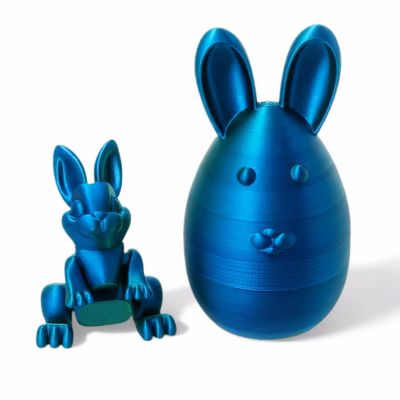 3D Printed Easter Bunny Egg Set, 3D Printed Bunny Eggs with Bunny Inside, 3D Printed Bunny Toys with Egg, 3D Printing Rabbit Eggs Easter Gift Ideas Family Fun Easter Surprise (Blue)