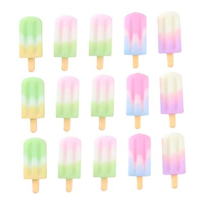 15pcs Miniature Fake Ice Cream Realistic Ice Lolly Charms DIY Charm Props for Doll Decorations