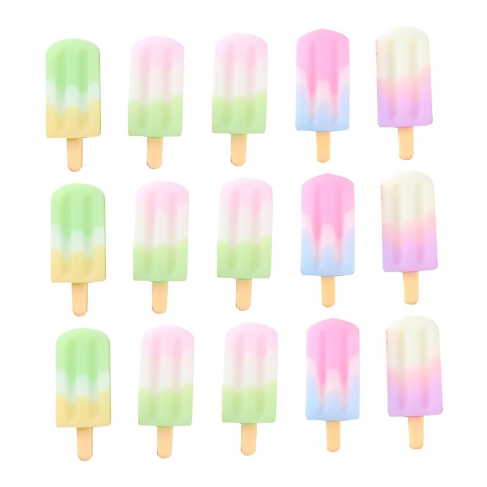 15pcs Miniature Fake Ice Cream Realistic Ice Lolly Charms DIY Charm Props for Doll Decorations