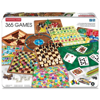 365 Games - Traditional Strategy Board & Card Games, Tin Storage Container, Game for Each Day of Year, Family, Ages 6+, 1-8 Players