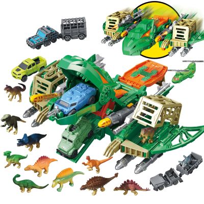 Frontoytall Jumbo Dinosaur Toys for Kids 3-5, 12 Mini Dinosaurs & 6 Truck Carrier Cars, Birthday Gifts Toys for 3 4 5+ Year Old Boy, Create a Dino World, Educational Figures, Dinosaur Play Set