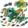 Frontoytall Jumbo Dinosaur Toys for Kids 3-5, 12 Mini Dinosaurs & 6 Truck Carrier Cars, Birthday Gifts Toys for 3 4 5+ Year Old Boy, Create a Dino World, Educational Figures, Dinosaur Play Set view 1
