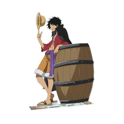 ABYSTYLE One Piece XXL Acrylic Stand Luffy with Barrel Design 9.4" 2-Piece Display Set Anime Manga Desktop Accessories Merch Gift