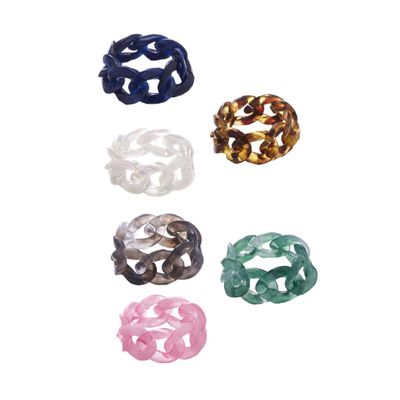 Veemoon 6pcs Resin Fidget Ring Creative Chain Shaped Jewelry Ring Comfortable Texture for Parties Random, 3.50X0.80X0.40CM, Resin, resin