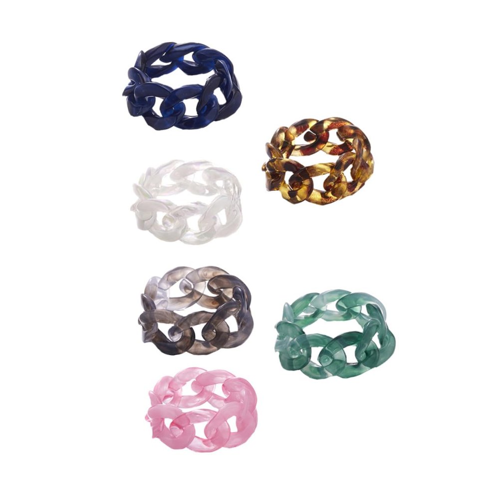 Veemoon 6pcs Resin Fidget Ring Creative Chain Shaped Jewelry Ring Comfortable Texture for Parties Random, 3.50X0.80X0.40CM, Resin, resin