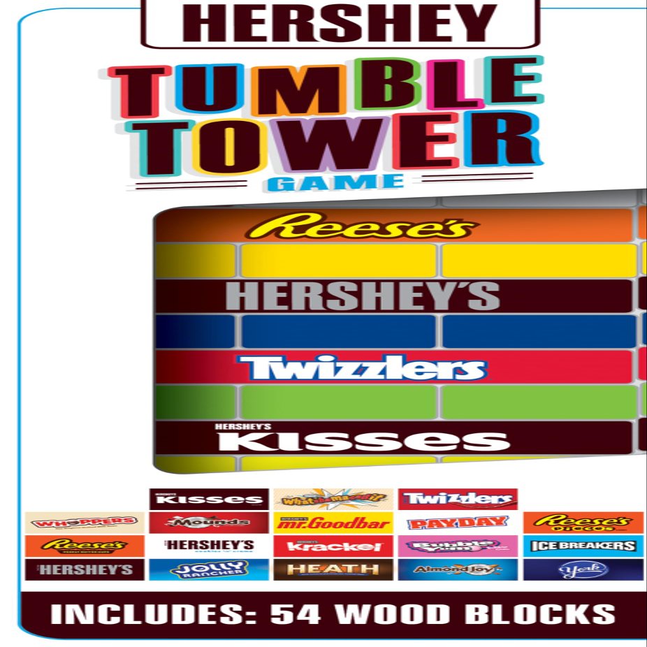 MasterPieces Family Games - Hershey's Wood Block Tumble Tower - Officially Licensed