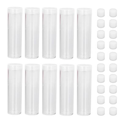 10 Pack Clear Plastic Dollar Tubes, Quarter Dollar Penny Tube Large Dollars Round Storage Tubes with Screw on Lid for 25mm Bill Collection Supplies