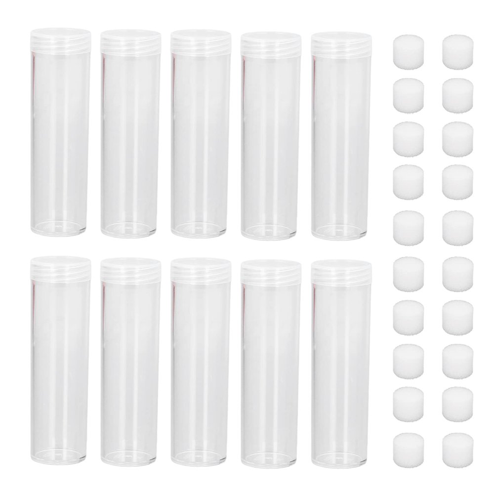 10 Pack Clear Plastic Dollar Tubes, Quarter Dollar Penny Tube Large Dollars Round Storage Tubes with Screw on Lid for 25mm Bill Collection Supplies