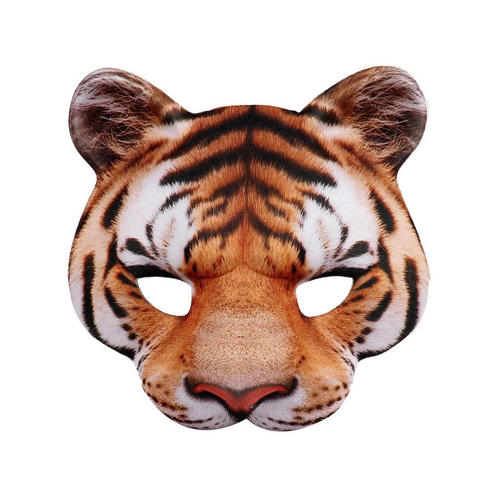 Hosfairy 1Pcs Halloween Tiger Half Face Mask Tiger Animal Mask for Easter Halloween Christmas Masquerade Party Costume Cosplay Props (Yellow)